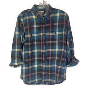 J Crew Womens Mid Weight Flannel Shirt Blue Slim Fit Size Medium